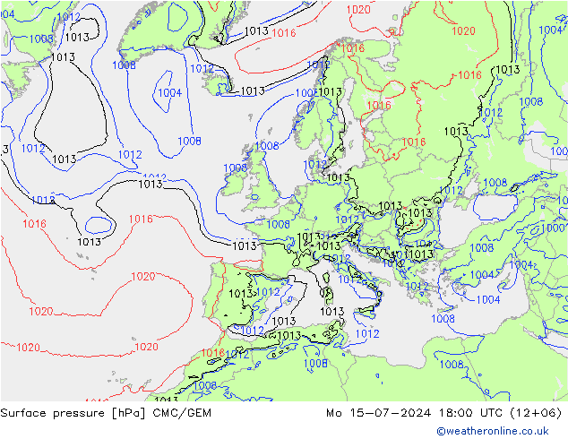 地面气压 CMC/GEM 星期一 15.07.2024 18 UTC