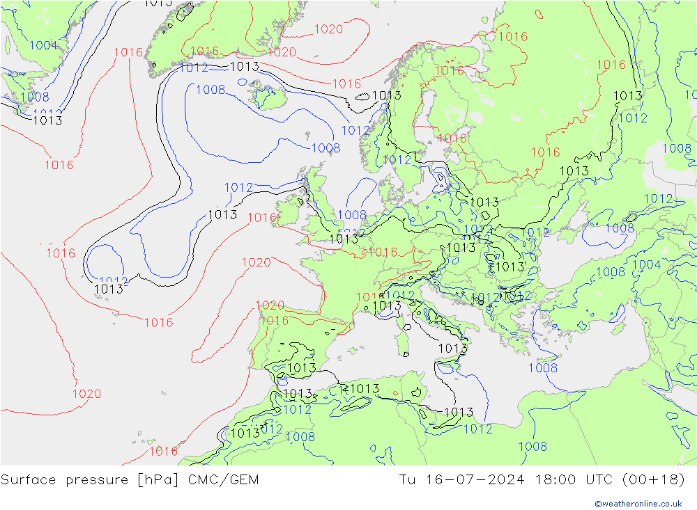 地面气压 CMC/GEM 星期二 16.07.2024 18 UTC