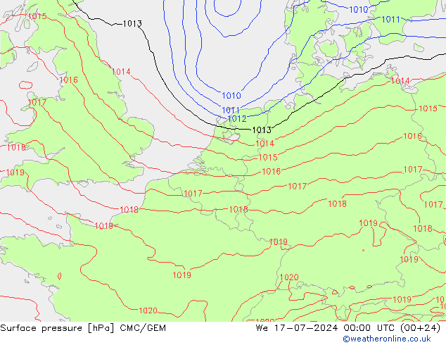 地面气压 CMC/GEM 星期三 17.07.2024 00 UTC
