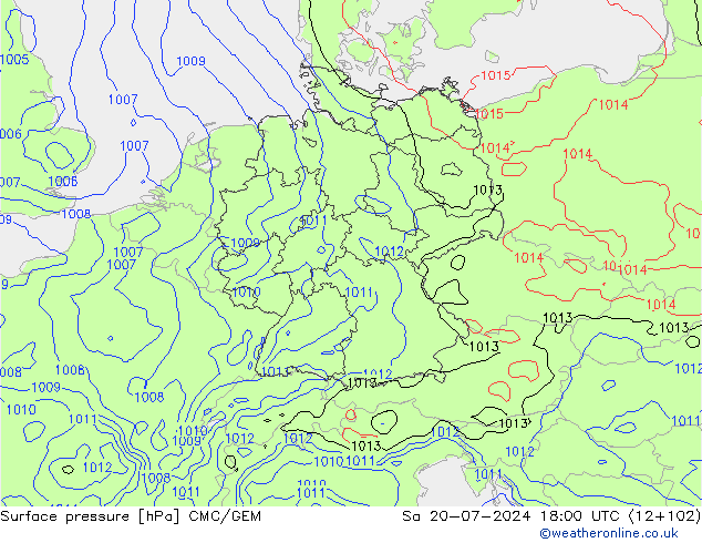 Luchtdruk (Grond) CMC/GEM za 20.07.2024 18 UTC