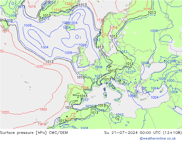 地面气压 CMC/GEM 星期日 21.07.2024 00 UTC