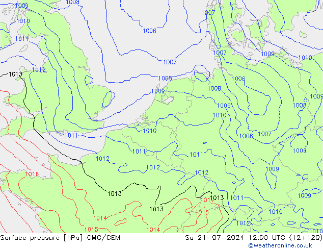 地面气压 CMC/GEM 星期日 21.07.2024 12 UTC