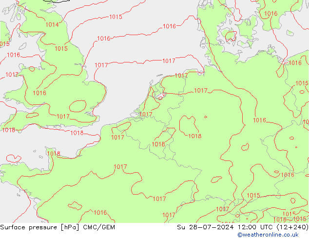 地面气压 CMC/GEM 星期日 28.07.2024 12 UTC
