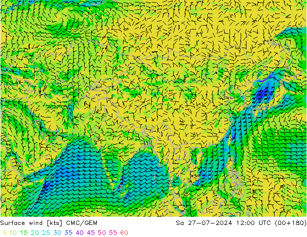 Wind 10 m CMC/GEM za 27.07.2024 12 UTC