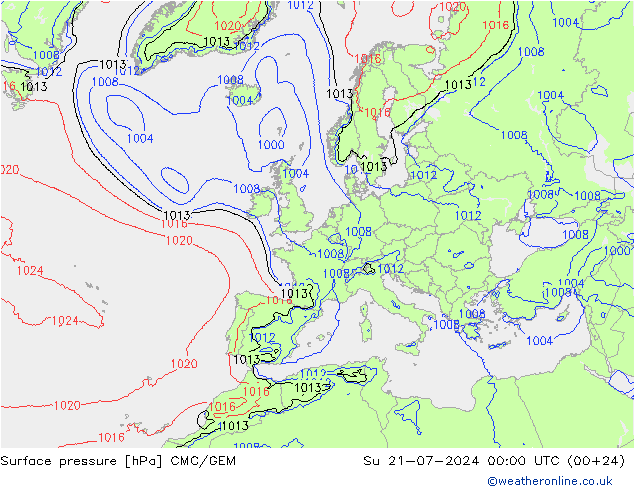 Luchtdruk (Grond) CMC/GEM zo 21.07.2024 00 UTC