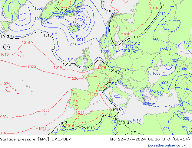 地面气压 CMC/GEM 星期一 22.07.2024 06 UTC