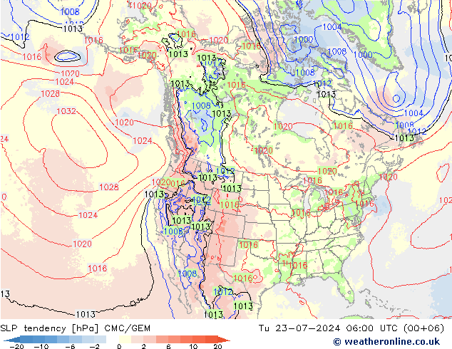 Druktendens (+/-) CMC/GEM di 23.07.2024 06 UTC