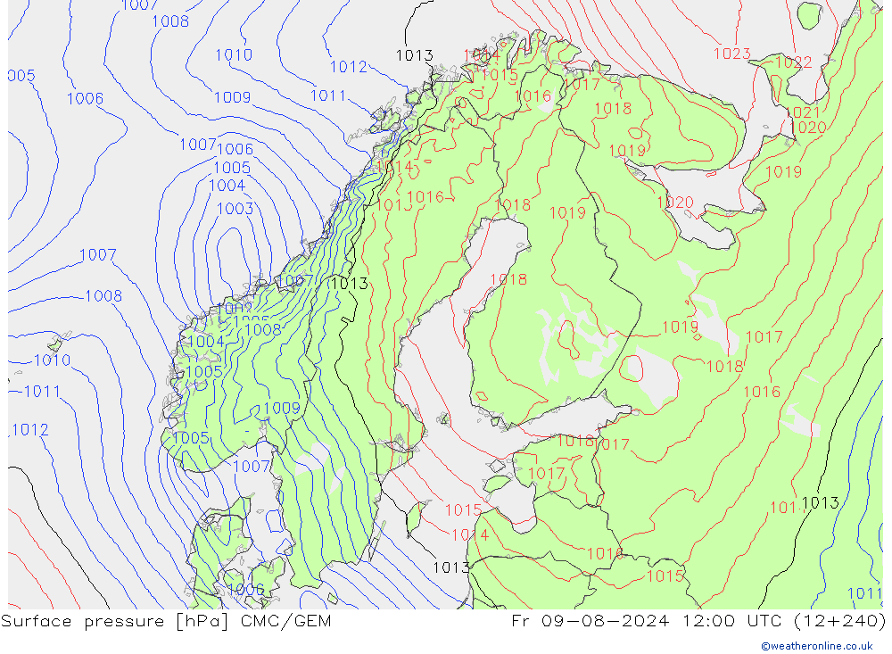 地面气压 CMC/GEM 星期五 09.08.2024 12 UTC