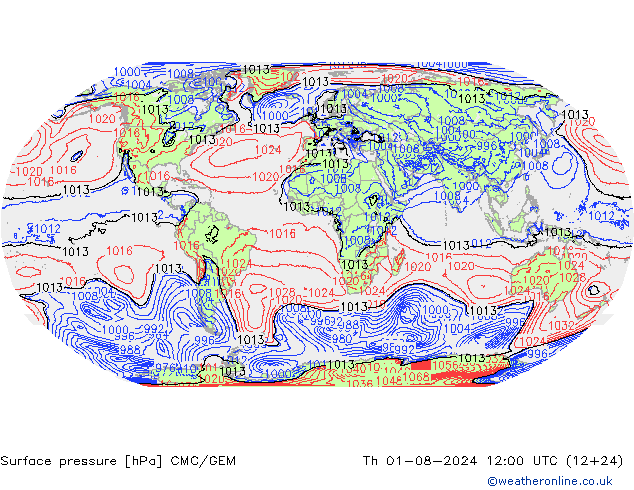 地面气压 CMC/GEM 星期四 01.08.2024 12 UTC