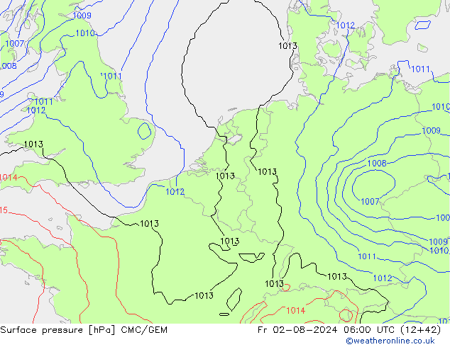 Luchtdruk (Grond) CMC/GEM vr 02.08.2024 06 UTC