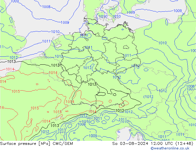 Luchtdruk (Grond) CMC/GEM za 03.08.2024 12 UTC