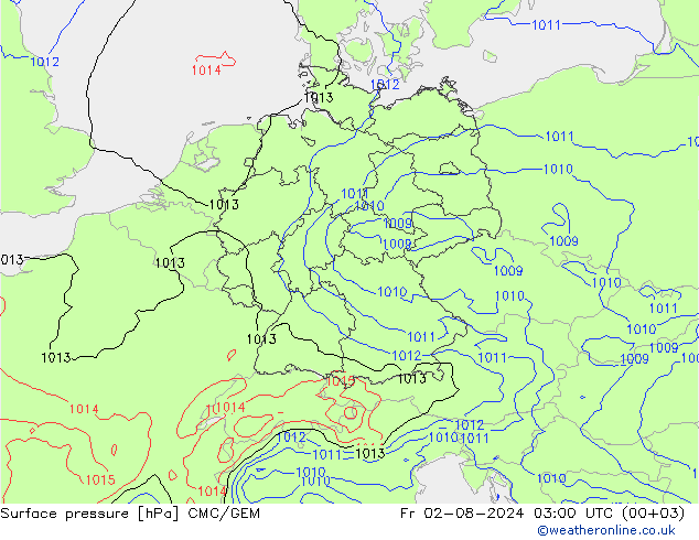 地面气压 CMC/GEM 星期五 02.08.2024 03 UTC