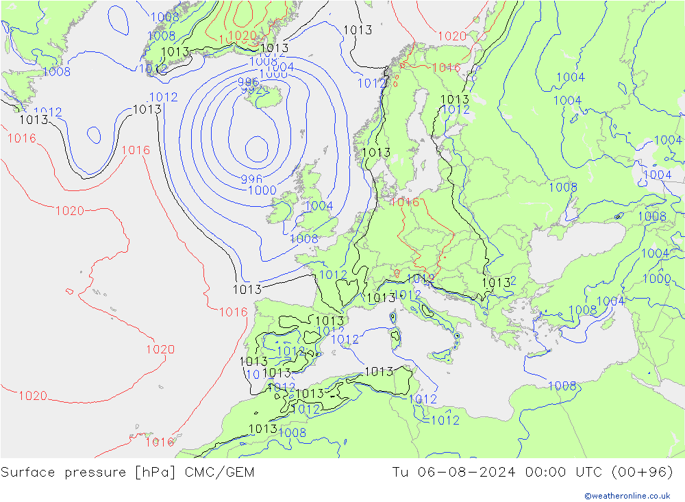 Luchtdruk (Grond) CMC/GEM di 06.08.2024 00 UTC
