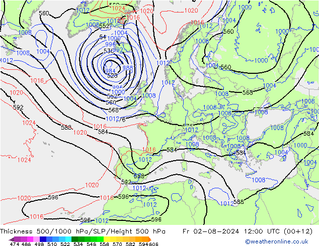 Theta-e 850hPa CMC/GEM 星期五 02.08.2024 12 UTC