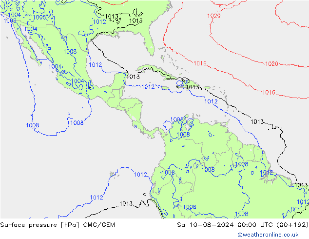 Luchtdruk (Grond) CMC/GEM za 10.08.2024 00 UTC