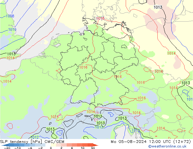 Druktendens (+/-) CMC/GEM ma 05.08.2024 12 UTC