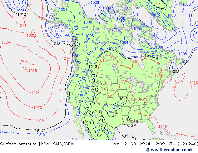 Luchtdruk (Grond) CMC/GEM ma 12.08.2024 12 UTC