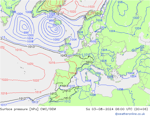 Luchtdruk (Grond) CMC/GEM za 03.08.2024 06 UTC