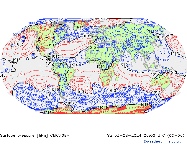 地面气压 CMC/GEM 星期六 03.08.2024 06 UTC