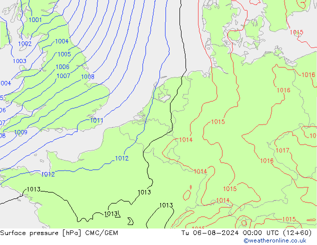 地面气压 CMC/GEM 星期二 06.08.2024 00 UTC