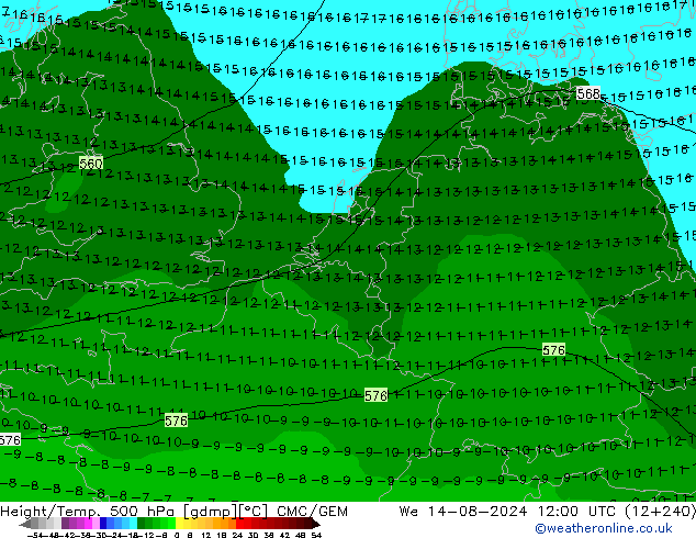 Hoogte/Temp. 500 hPa CMC/GEM wo 14.08.2024 12 UTC