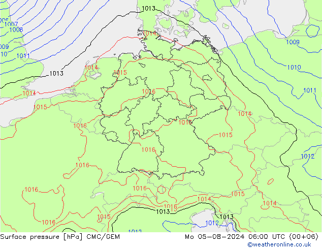地面气压 CMC/GEM 星期一 05.08.2024 06 UTC