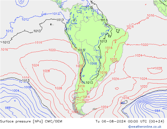 Luchtdruk (Grond) CMC/GEM di 06.08.2024 00 UTC