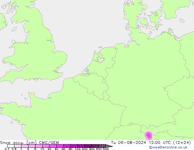 Snow accu. CMC/GEM 星期二 06.08.2024 12 UTC