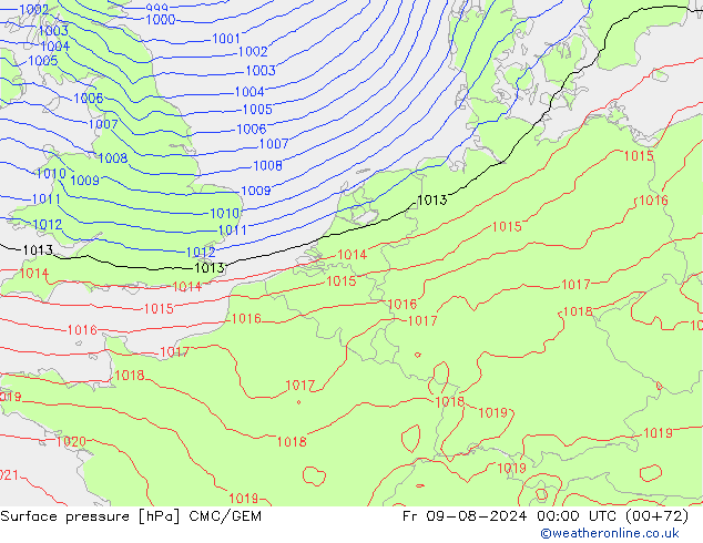 地面气压 CMC/GEM 星期五 09.08.2024 00 UTC