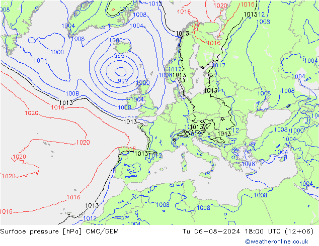 地面气压 CMC/GEM 星期二 06.08.2024 18 UTC