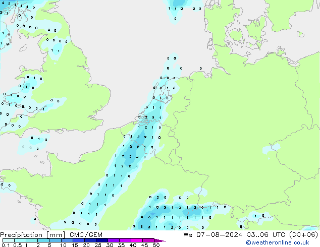 Neerslag CMC/GEM wo 07.08.2024 06 UTC