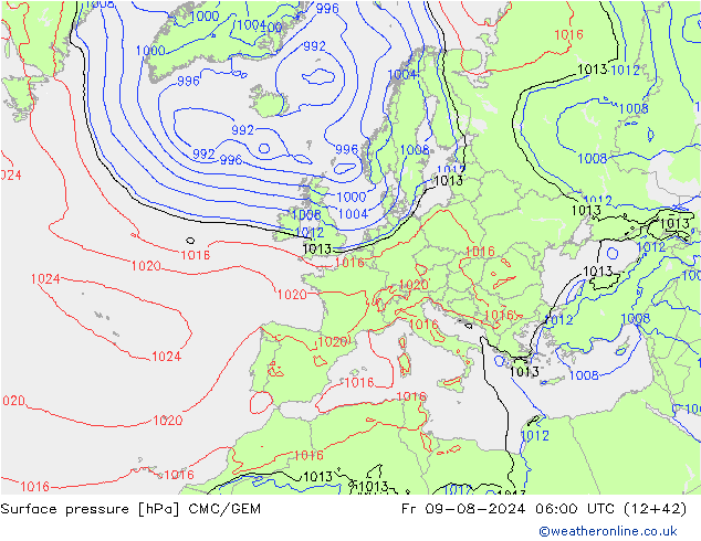 Luchtdruk (Grond) CMC/GEM vr 09.08.2024 06 UTC