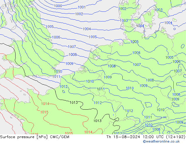 Luchtdruk (Grond) CMC/GEM do 15.08.2024 12 UTC