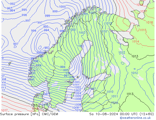 Luchtdruk (Grond) CMC/GEM za 10.08.2024 00 UTC