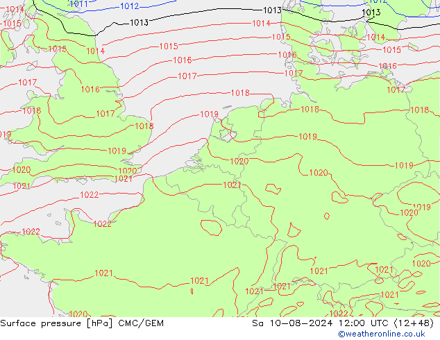 Luchtdruk (Grond) CMC/GEM za 10.08.2024 12 UTC