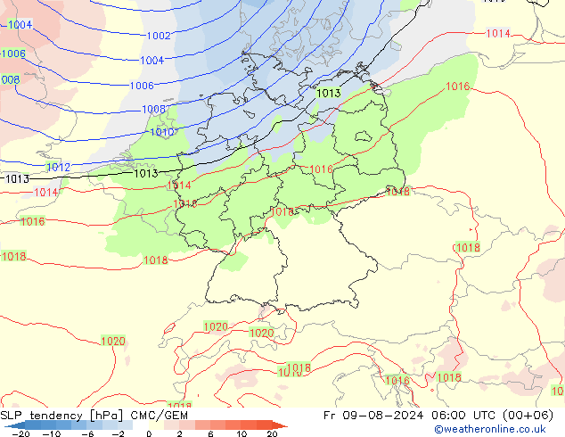 Druktendens (+/-) CMC/GEM vr 09.08.2024 06 UTC