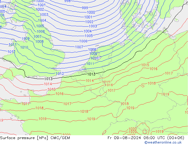 地面气压 CMC/GEM 星期五 09.08.2024 06 UTC