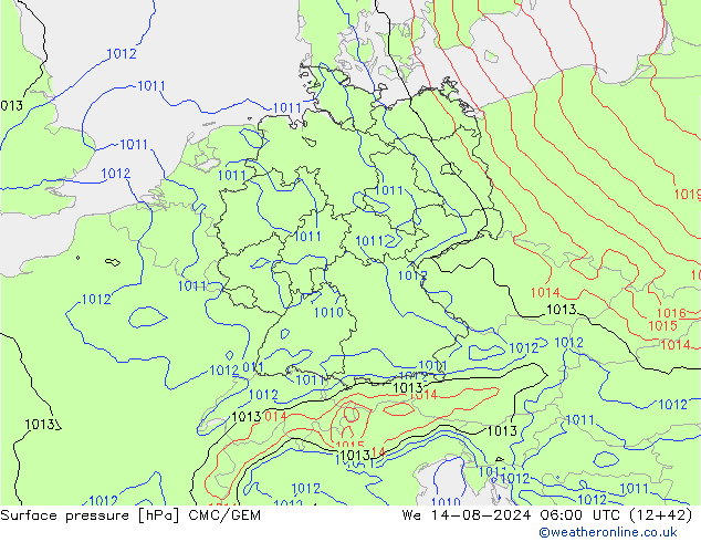 Luchtdruk (Grond) CMC/GEM wo 14.08.2024 06 UTC