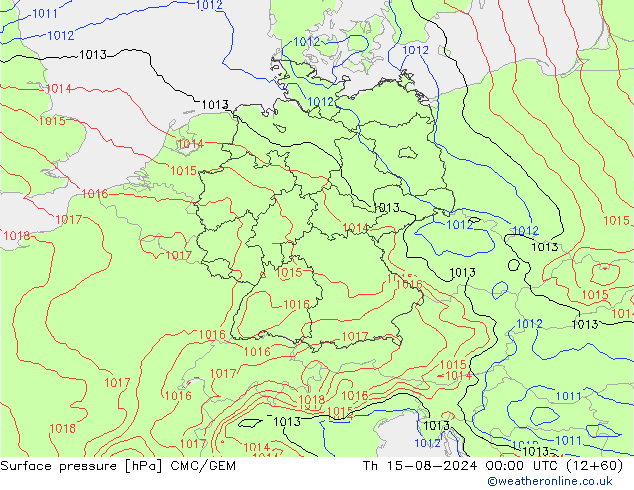 地面气压 CMC/GEM 星期四 15.08.2024 00 UTC