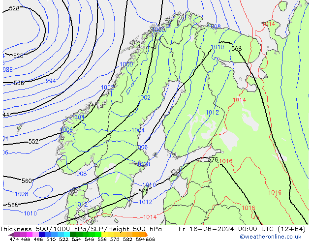 Theta-e 850hPa CMC/GEM 星期五 16.08.2024 00 UTC