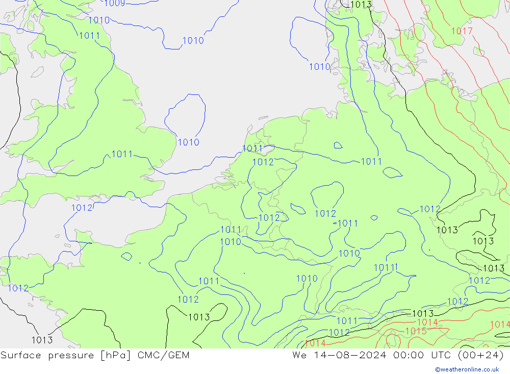 Luchtdruk (Grond) CMC/GEM wo 14.08.2024 00 UTC