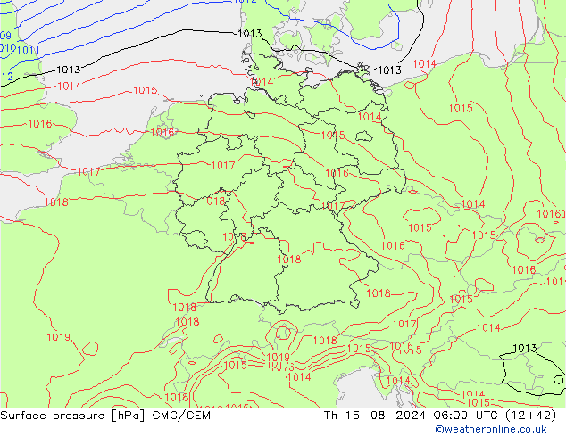 Luchtdruk (Grond) CMC/GEM do 15.08.2024 06 UTC