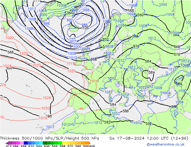 Theta-e 850hPa CMC/GEM za 17.08.2024 12 UTC