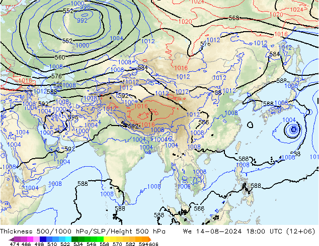 Theta-e 850hPa CMC/GEM wo 14.08.2024 18 UTC