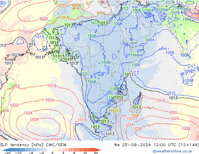 SLP tendency CMC/GEM We 25.09.2024 12 UTC