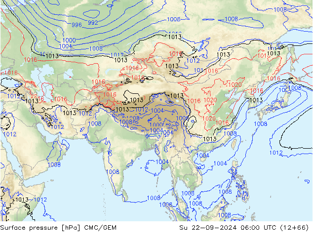 Atmosférický tlak CMC/GEM Ne 22.09.2024 06 UTC