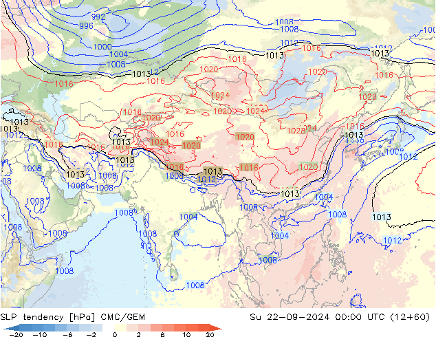 SLP tendency CMC/GEM Su 22.09.2024 00 UTC