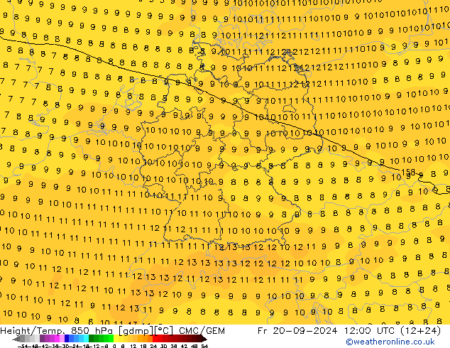 Height/Temp. 850 hPa CMC/GEM Sex 20.09.2024 12 UTC