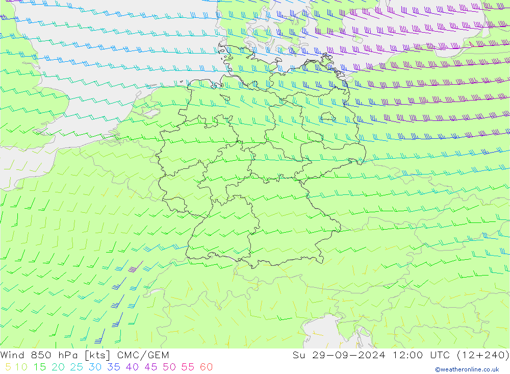 Wind 850 hPa CMC/GEM So 29.09.2024 12 UTC