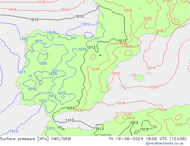 Surface pressure CMC/GEM Th 19.09.2024 18 UTC